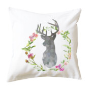 Stag & Flowers Cushion Cover