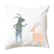 Goats in Conversation Cushion Cover